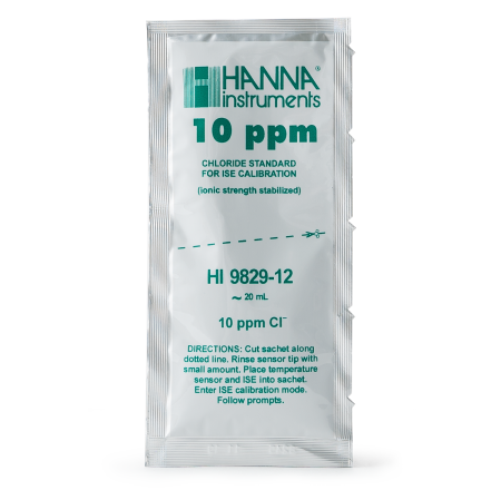 Clorură - Soluție calibrare 10 ppm Cloruri pentru HI9829 (25 plicuri x 25 mL) - HI9829-12