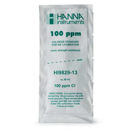 Clorură - Soluție standard Cloruri 100 ppm pentru HI9829 (25 plicuri x 25 mL) - HI9829-13