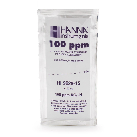 Soluții ISE - Soluție standard Nitrat 100 ppm pentruHI9829 (25 plicuri x 25 mL) - HI9829-15