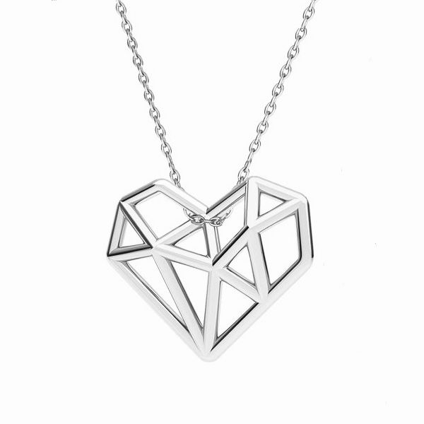 Lantisor inima geometrica din argint 925 placat cu aur 14k [1]