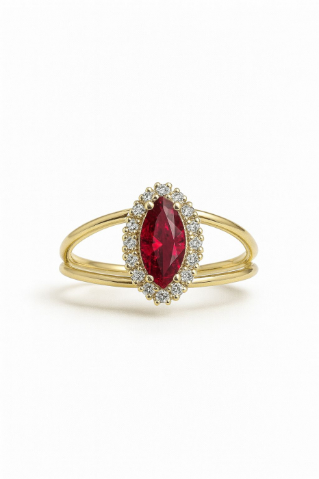 RED FLAME- Inel Aur 585 [1]