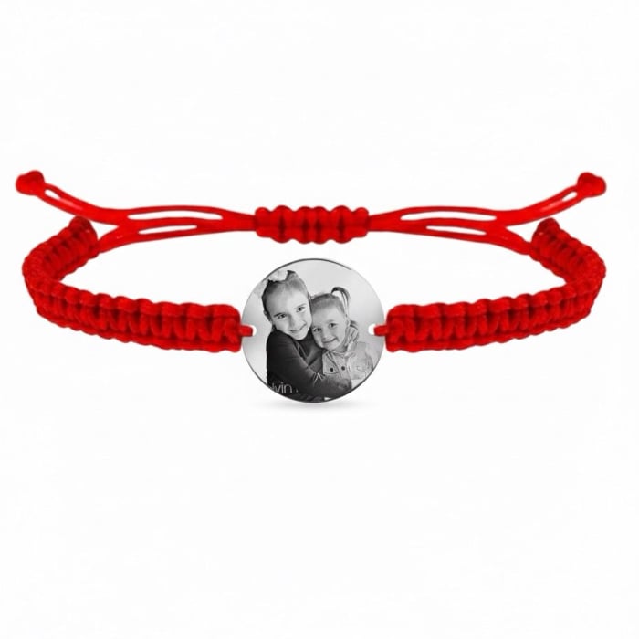 Bratara din argint 925 personalizata cu poza pe snur rosu impletit [1]