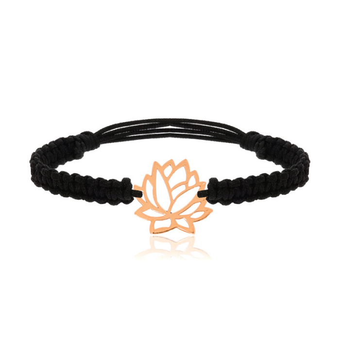 Bratara argint 925, snur impletit si pandantiv floare LOTUS [1]