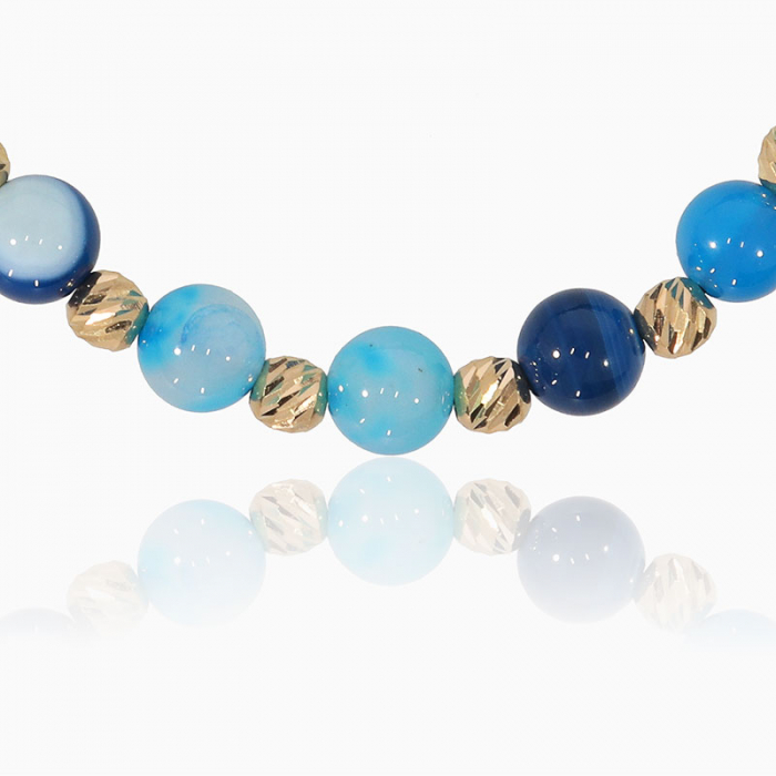 MIXED BLUE, Bratara AUR, mix pietre semipretioase [2]