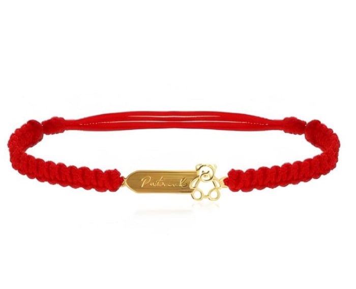 Bratara reglabila cu snur rosu din argint 925 placat cu aur 24K si nume gravat 3D [1]