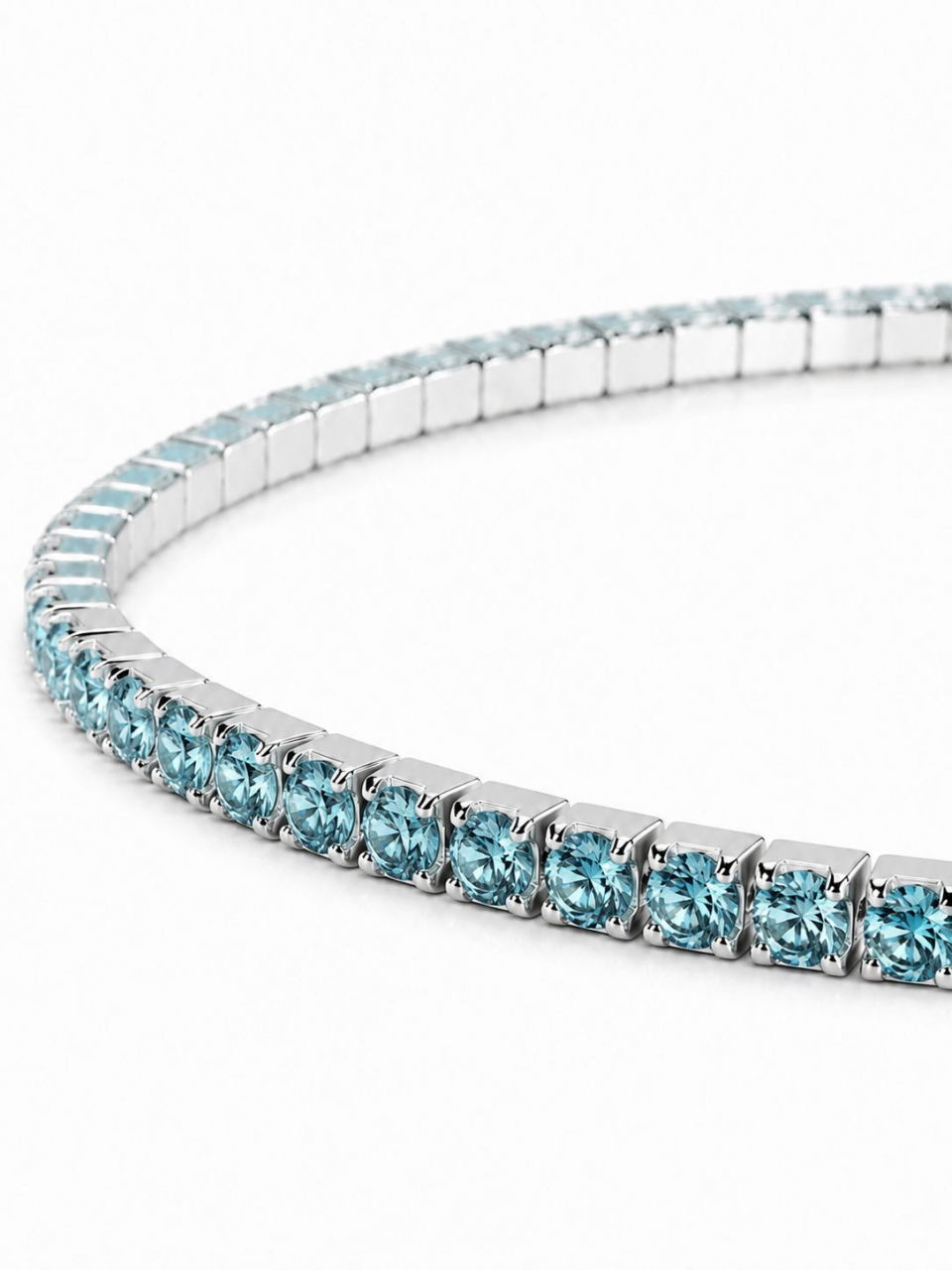 Brățară Tennis Elastică din Argint 925 cu Pietre Cubic Zirconia Bleu [3]