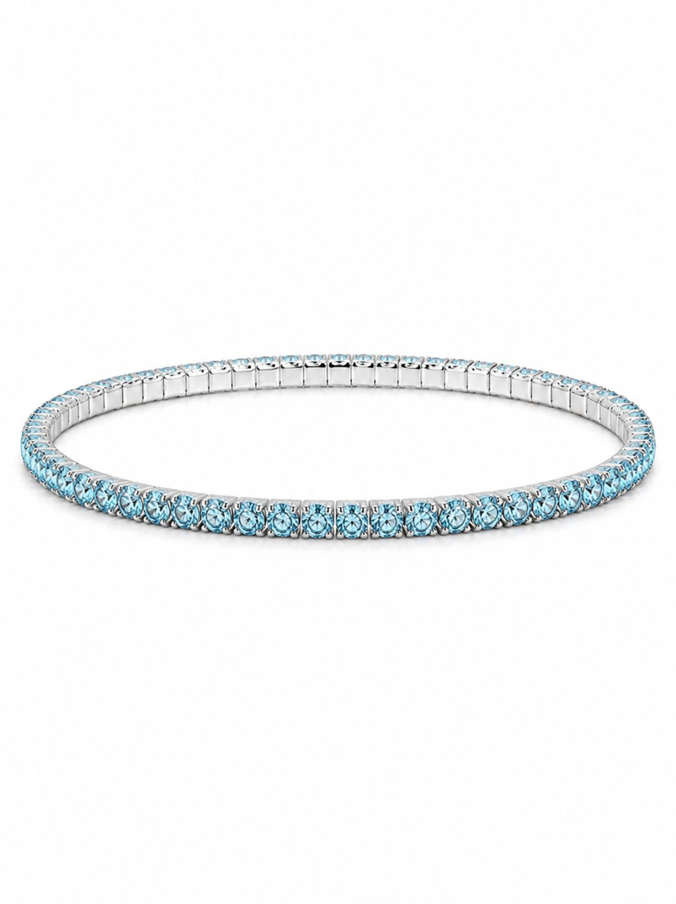 Brățară Tennis Elastică din Argint 925 cu Pietre Cubic Zirconia Bleu [2]