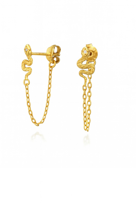 Cercei Golden Snake Chain din Argint 925 placat cu Aur 24k [1]