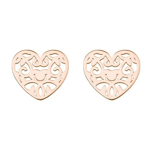 Cercei inima decupata din argint 925 placat cu aur 24K, design romantic si elegant [1]