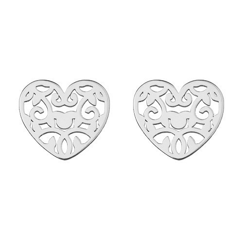 Cercei inima decupata din argint 925 placat cu aur 24K, design romantic si elegant [1]