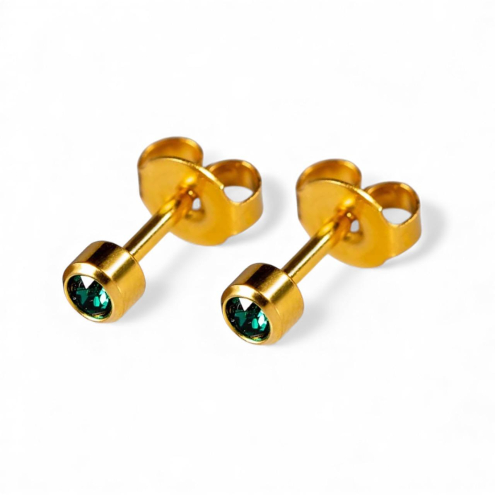 Cercei medicinali sterili ,smarald verde , auriu, APRILIE [1]