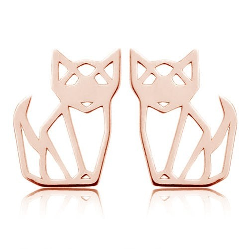 Cercei vulpe origami din argint 925 placat cu aur 24K [1]