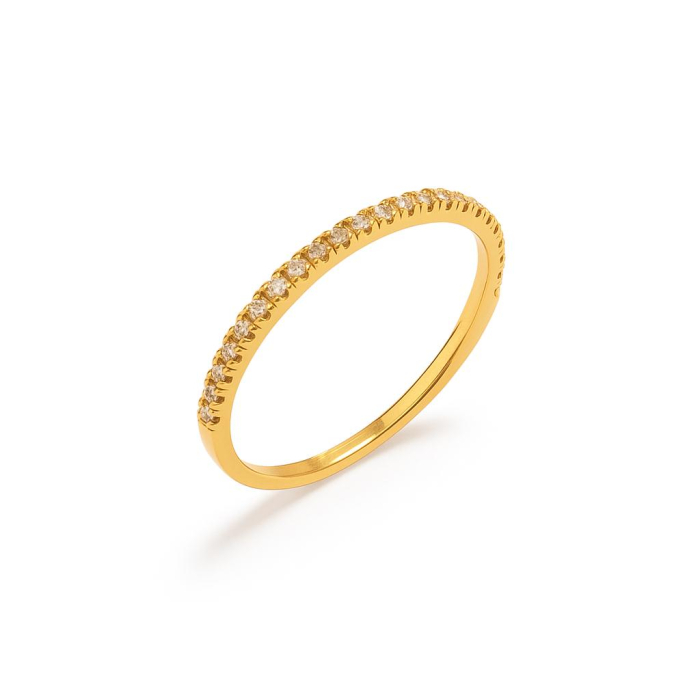 CUBIC ZIRCONIA, Inel Argint placat aur galben 14K [1]