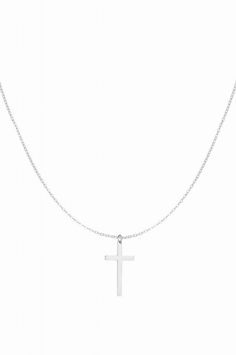 Lantisor argint 925 cu cruce – la baza gatului, placat cu aur 14k [2]