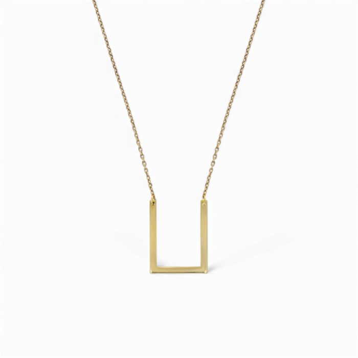 Lantisor minimalist la baza gatului, Forma dreptunghi – Argint 925 placat cu aur 14K [1]