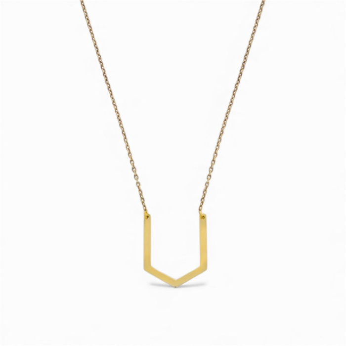 Lantisor minimalist la baza gatului, Forma U – Argint 925 placat cu aur 14K [1]