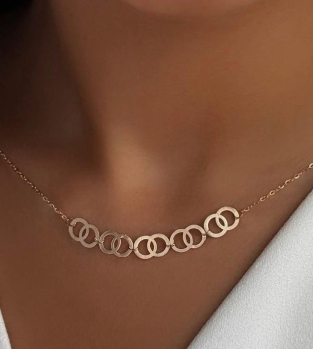 Lantisor cu cercuri interconectate la baza gatului – Argint 925 placat cu aur 14K [2]