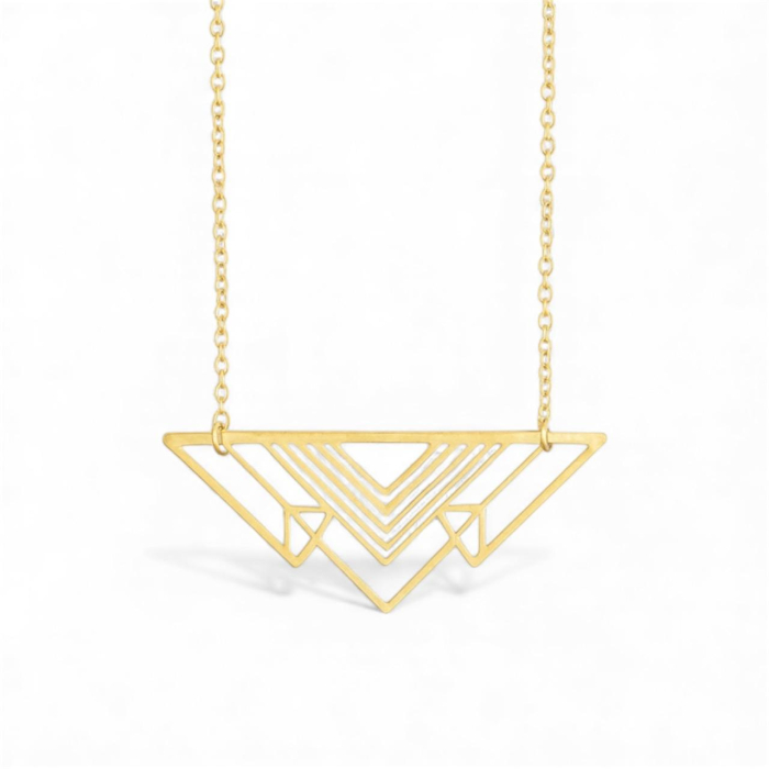 Lantisor cu pandantiv geometric triunghiular din argint 925 placat cu aur [1]