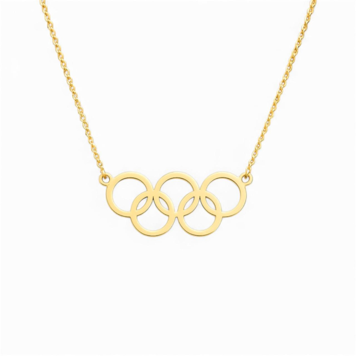 Lantisor auriu cu inele interconectate din argint 925, placat cu aur 14k [1]