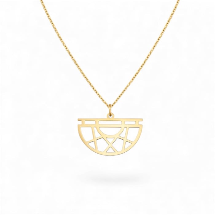 Lantisor cu pandantiv semicerc geometric – argint 925 placat cu aur 14K [1]