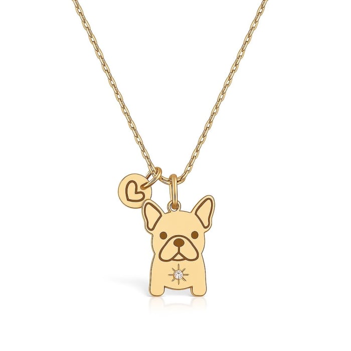 Lantisor din argint 925 placat cu aur 24K pandantiv bulldog cu zirconiu [1]