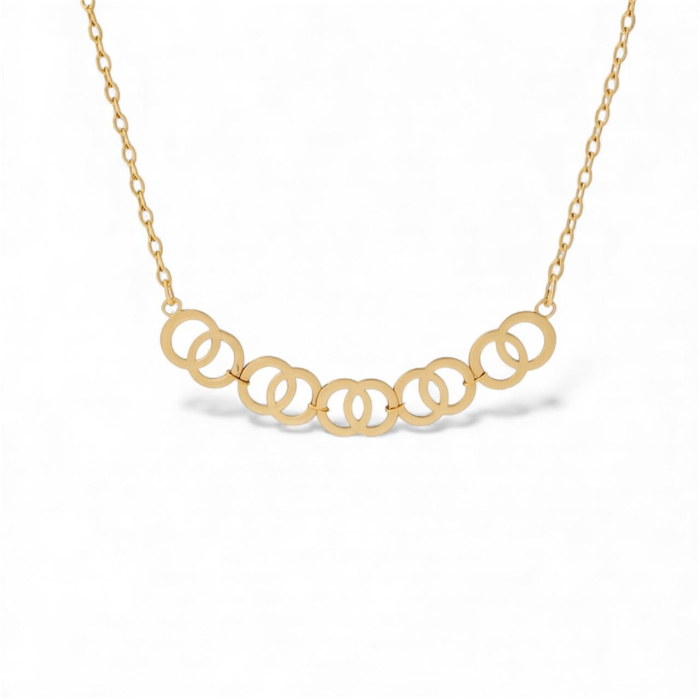 Lantisor cu cercuri interconectate la baza gatului – Argint 925 placat cu aur 14K [1]