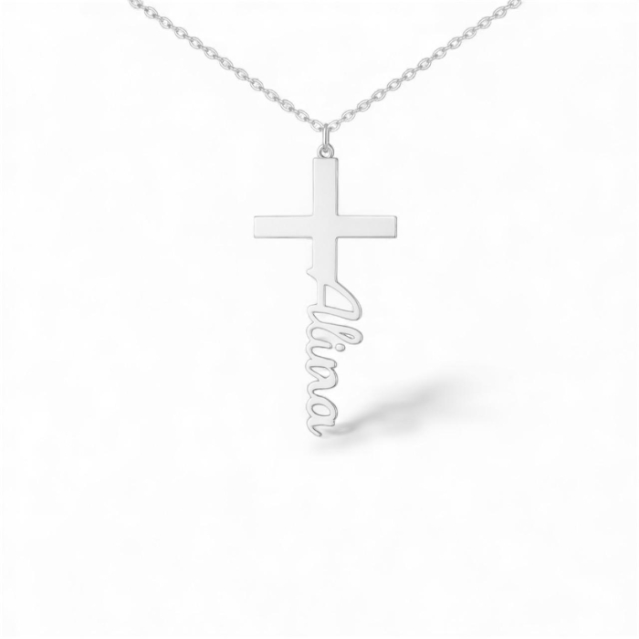 Lantisor din argint 925 cu cruce si nume decupat – personalizat [1]