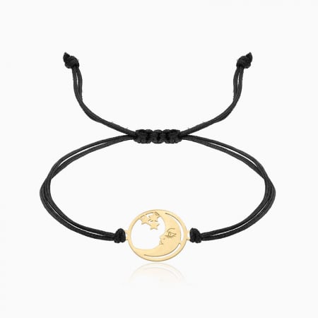 Bijuterii AUR pentru Copii - GALAXY, bratara AUR  14k, snur si banut decupat personalizat