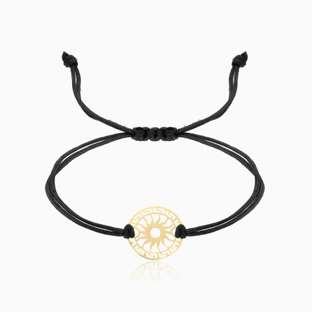 Bratari din AUR cu  Snur - SUN, bratara AUR 14k, snur si banut decupat