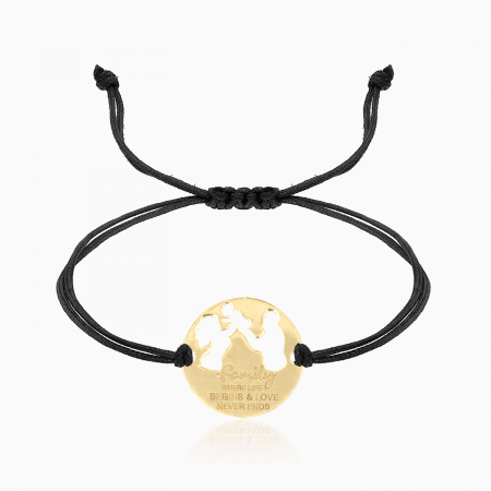 Bratari din AUR cu  Snur - SWEETY, bratara AUR  14k, snur si banut decupat personalizat