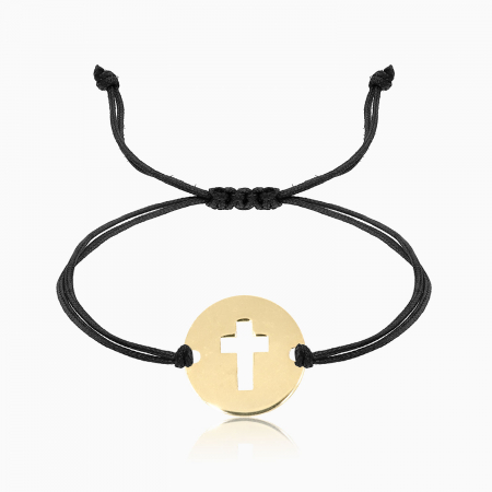 BIJUTERII BARBATI - CROSS, bratara AUR  14k, snur si decupaj