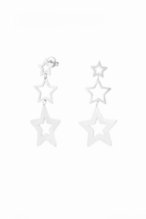 CERCEI ARGINT - Cercei lungi stelute din argint 925 placat cu aur 24K