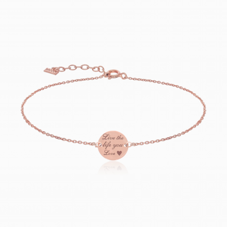 BRATARI ARGINT - Bratara cu banut 13 mm personalizat, Argint 925 placat aur galben 24k