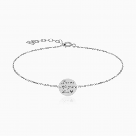 BRATARI ARGINT - Bratara cu banut 13 mm personalizat, Argint 925 placat aur galben 24k
