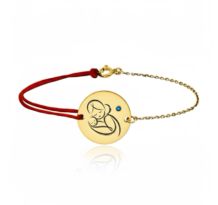BRATARI ARGINT - Bratara din argint 925 placata cu aur 24K – Mama si copilul cu piatra Cubic Zirconia