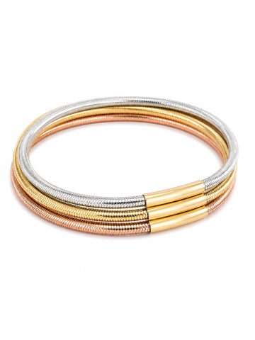 BIJUTERII DIN AUR - Brățară elastică din aur 14K trio – design elegant, confort zilnic