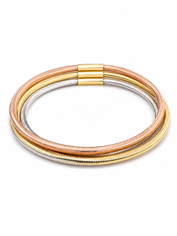 Brățară elastică din aur 14K trio – design elegant, confort zilnic [1]