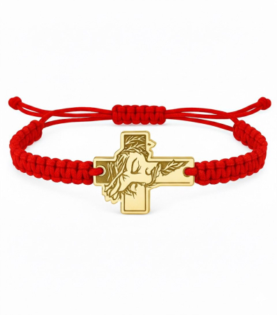 BRATARI ARGINT - Bratara din argint 925 cu gravura Iisus Hristos pe cruce – placata cu aur 24k