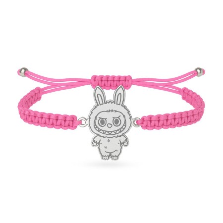 Bratara reglabila cu snur mov si pandantiv Monster Bunny din argint 925 [1]