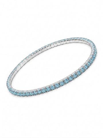 Bratari TENNIS - Brățară Tennis Elastică din Argint 925 cu Pietre Cubic Zirconia Bleu