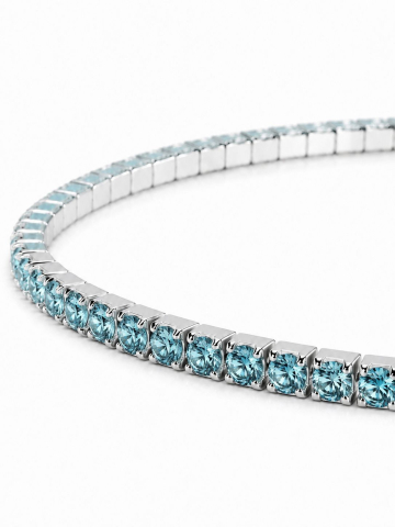 Brățară Tennis Elastică din Argint 925 cu Pietre Cubic Zirconia Bleu [2]