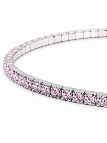 Brățară Tennis Elastică din Argint 925 cu Pietre Cubic Zirconia Roz [1]