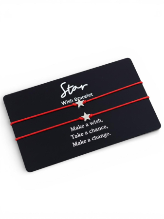 PRODUSE SUB 100 LEI - Set 2 Bratari Star Wish - Snur Rosu si Steluta