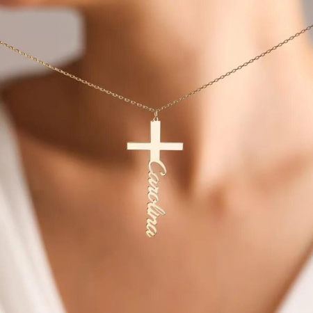 Lantisoare argint cu nume - NUMELE TAU, Lantisor Argint 925, Pandantiv Cruciulita