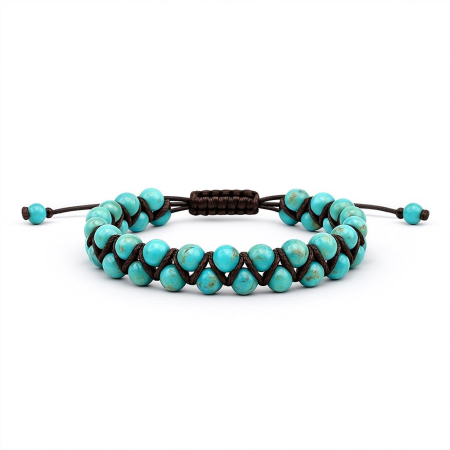 Bratari argint cu pietre semipretioase - Bratara impletita cu piatra turquoise  de 6 mm