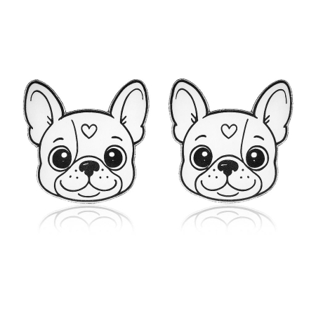 BIJUTERII ARGINT COPII - Cercei din argint 925 in forma de catel bulldog francez pentru copii