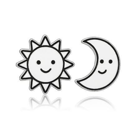 BIJUTERII ARGINT COPII - Cercei din argint 925 Soare si Luna pentru copii