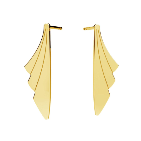 CERCEI ARGINT - Cercei evantai din argint 925 placat cu aur 24K, design modern si elegant