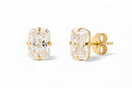 CERCEI ANTIALERGICI - Cercei eleganti cu aspect luxos, realizati din material hipoalergenic placat cu auriu si decorati cu cristale