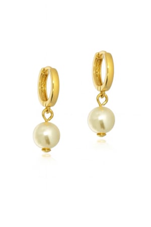 Cercei argint rotunzi - Cercei Golden Pearl din Argint 925